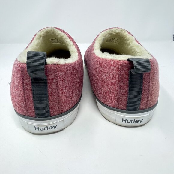 Hurley Arlo Puff Sneakers Pink/Red Lined Fabric Slip On Faux Fur Lined Women's 1 - Picture 4 of 10